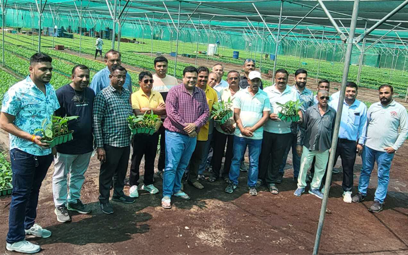 Metrogen Biotech team visiting farmers in banana fields across India
